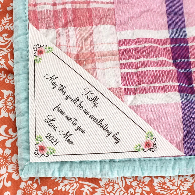 Large Triangle Quilt Label, Sewing Labels, Personalized Labels