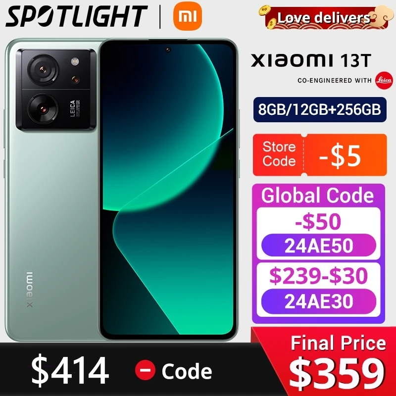 [Prima Mondiale] Xiaomi 13T Global Version 50Mp Leica Camera Ip68 Water 144Hz Amoled Displa Mtk Dimensity 8200-Ultra 67W Charing