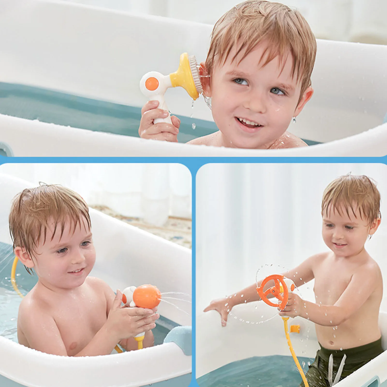 

Baby Bath Shower Toy Rubber Ducks Baby Bath Toys With 3 Different Spraying Duck And 3 Shower Head For Bath Electric Duck Water