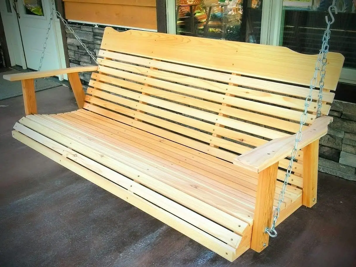5' Natural Cedar Porch Swing, Amish Crafted, includes Chain & Springs 2