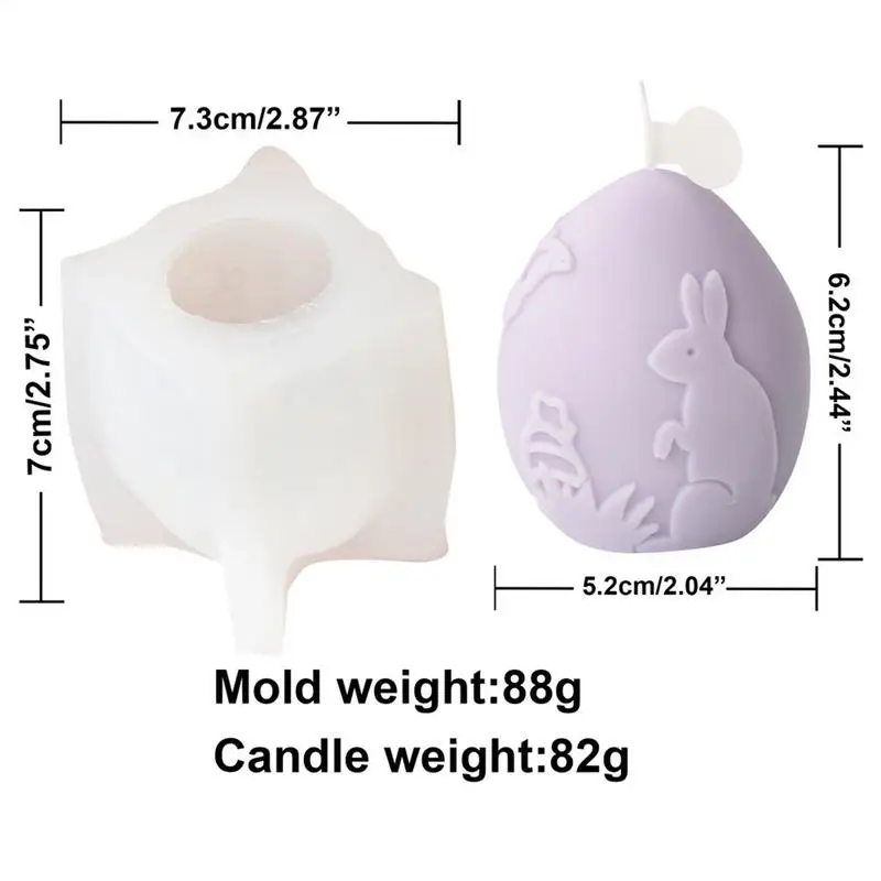 Egg Candle Mold Rabbit Egg Soap Mold Sugar Craft Decorating Tool 3D Embossed Silicone Mould For Candle Making Easter Home Decor