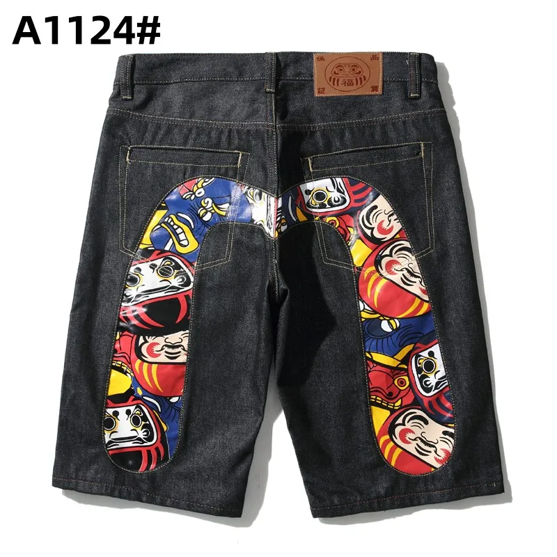 2023 summer shorts printed men's jeans fashion design men's jeans slim straight tide men's shorts