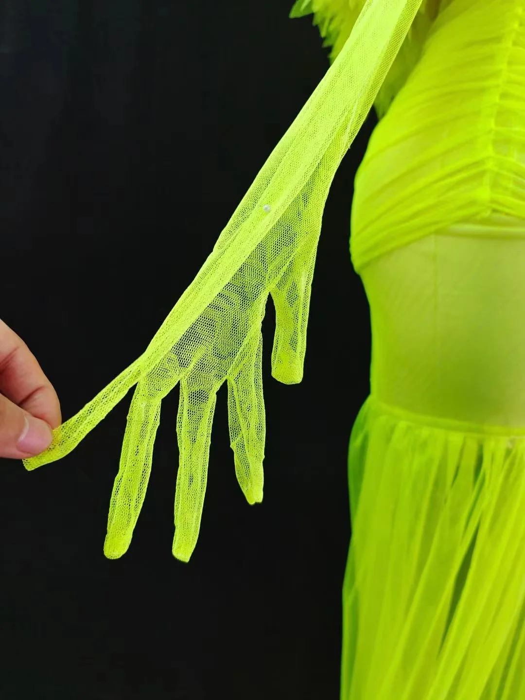 Lace See Through With Gloves Women dance costume Latin Jazz Dance stage performance costume Lyrical Carnival Drag Queen Outfit Contemporary Dancewear