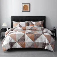 2/3 pièces ensemble de housse de couette en polyester imprimé abstrait doux et respirant, 1 housse de couette + 1/2 taies d'oreiller (pas de drap inclus) 5