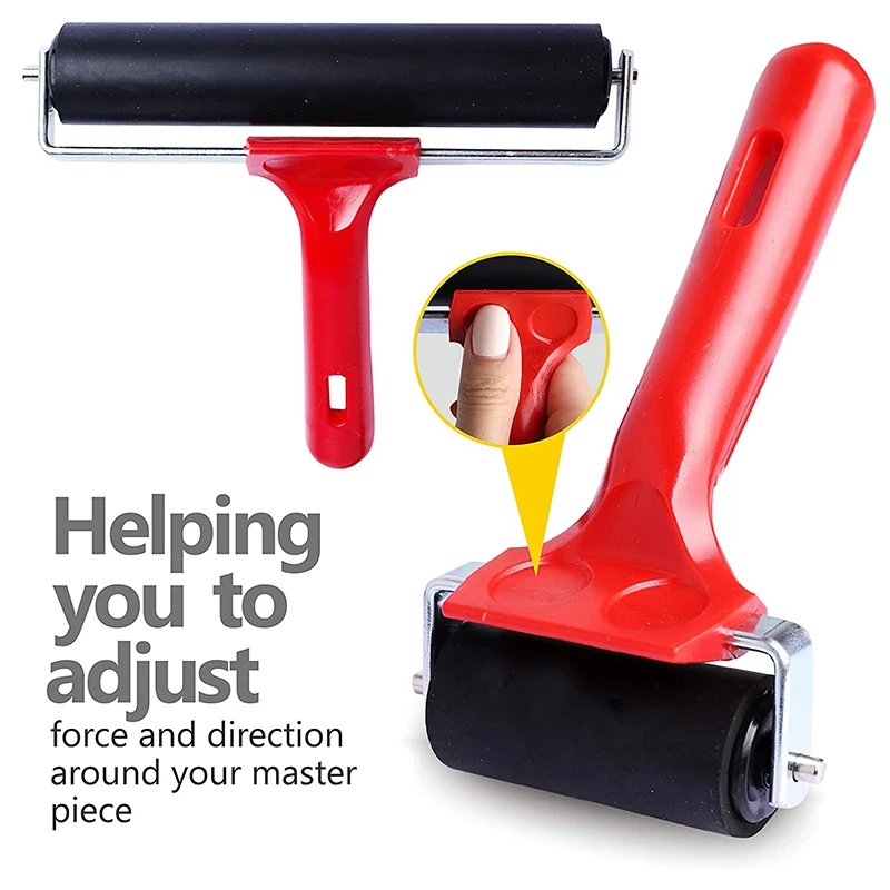 3 Pcs Rubber Roller Rubber Brayer Glue Roller Tools For Printmaking Stamping Wallpaper Gluing Application 6/10/20 Cm