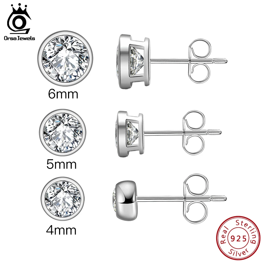 925 Sterling Silver Stud Earrings for Women Zirconia Small Ear Bone Pierced Earring Teen Girls Birthday Gift ORSA JEWELS APE33 silver earrings silver stud earrings womens earrings