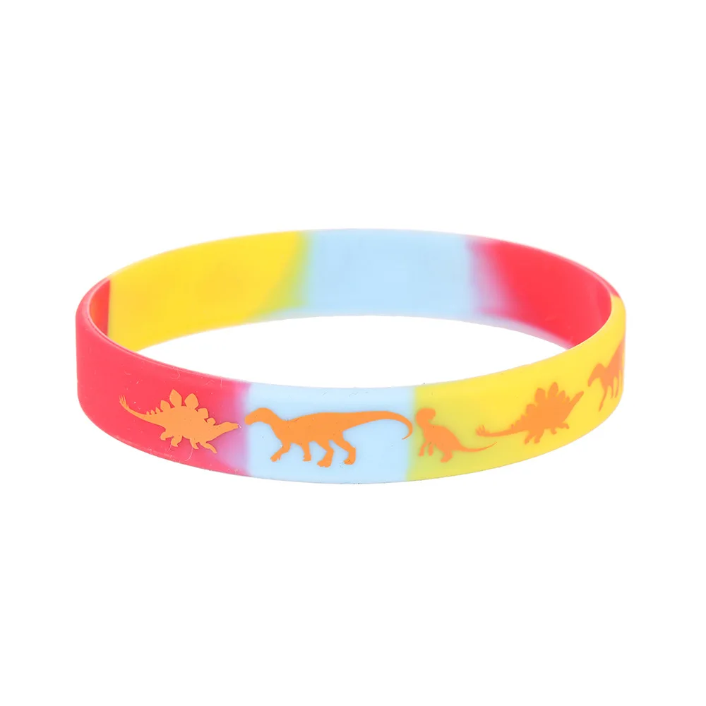 6Pcs Dinosaur Silicone Bracelets Kids Favors Gift For Jurassic World Dinosaur Jungle Birthday Party Decoration Supplies Mixed
