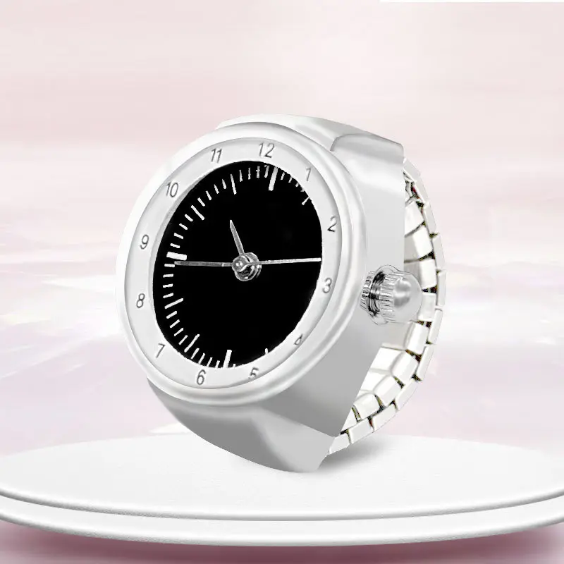 Kiss Jewelry Simple Silver Color Creative Quartz Watch Dial Finger Rings Couple Women Men Elastic Strap Metal Clock Ring Jewelry - Image 11