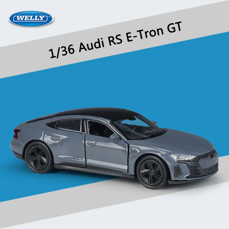 Welly Modellauto AUDI RS E-tron GT Modellauto 12cm aus Metall Modell 82  (Anthrazit), Auto Spielzeugauto WELLY Spielzeug Kinder Geschenk