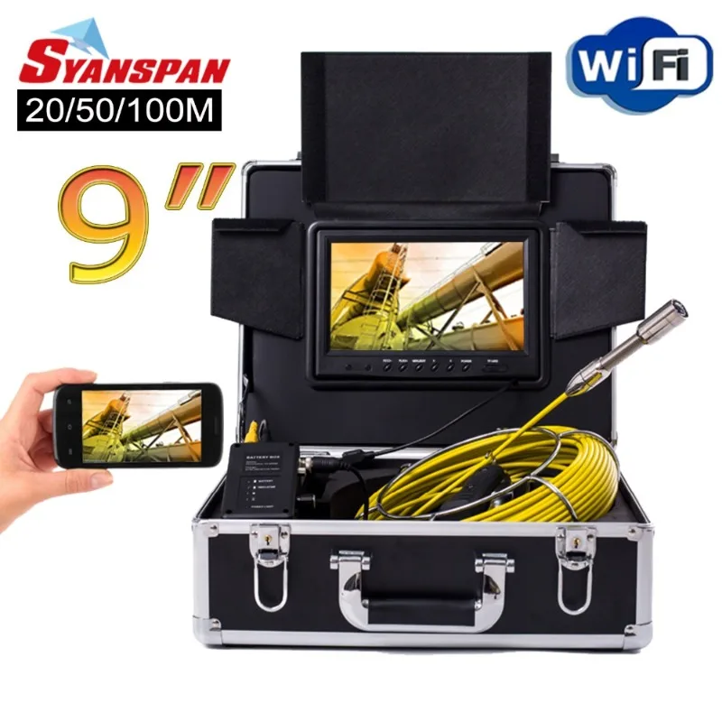 Endoscope Camera Pipe Inspection Camera HD 1080P 8GB DVR WiFi,SYANSPAN IP68 Waterproof for Android 7/9in Screen 9 wireless wifi 20 30 50m syanspan pipe inspection camera hd 1000tvl waterproof ip68 drain sewer pipeline industrial endoscope