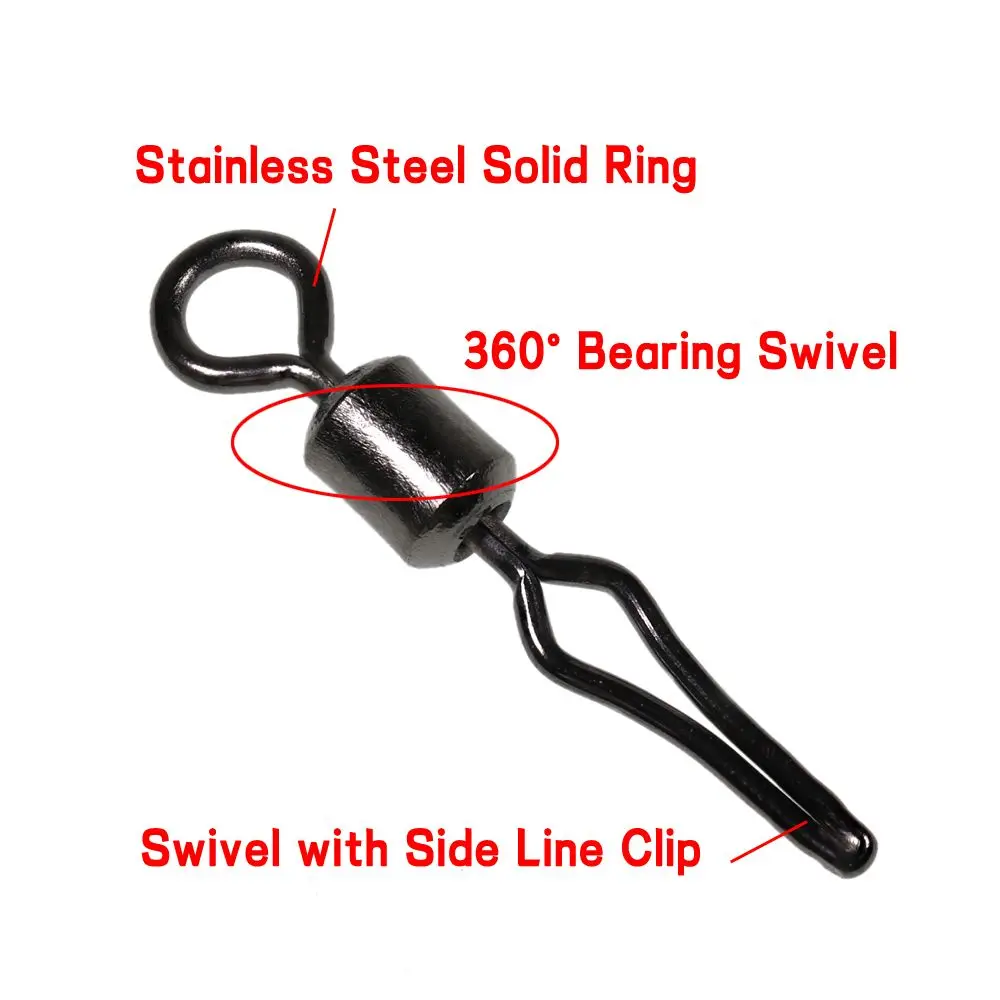 100Pcs Swivels With Side Line Clip Fishing Hanging Snap Fishhooks And Crap Connector Barrel Swivel Angling Supplies