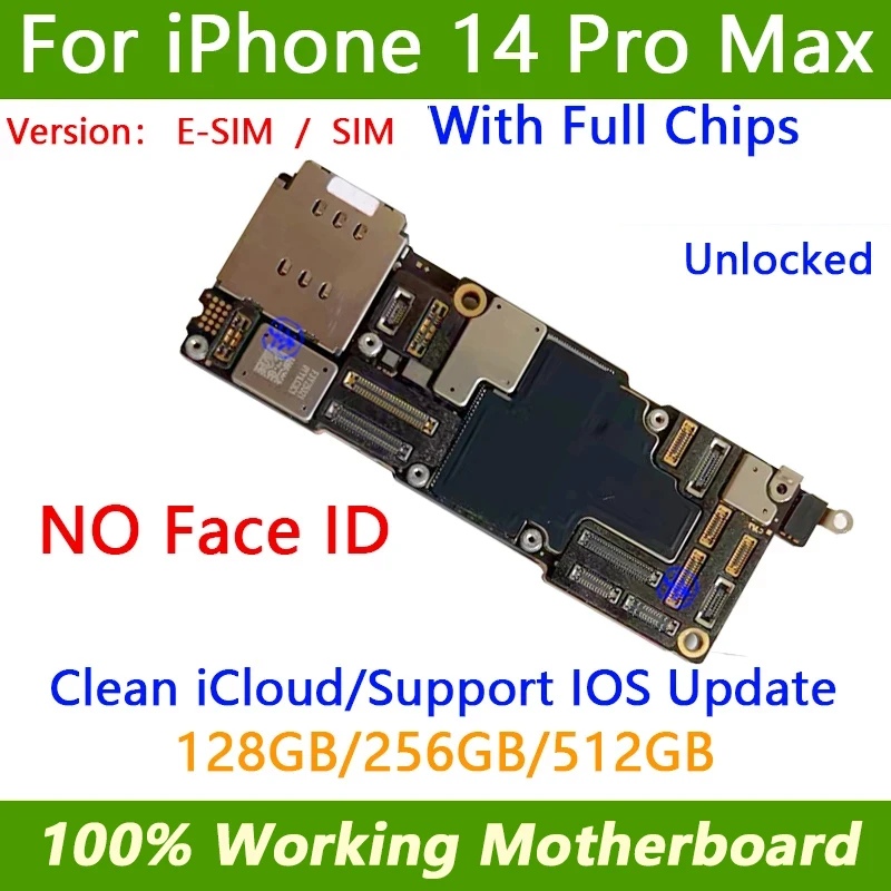 IPhone 14 Pro Max用の完全にテスト済みのマザーボード,Face ID付きの