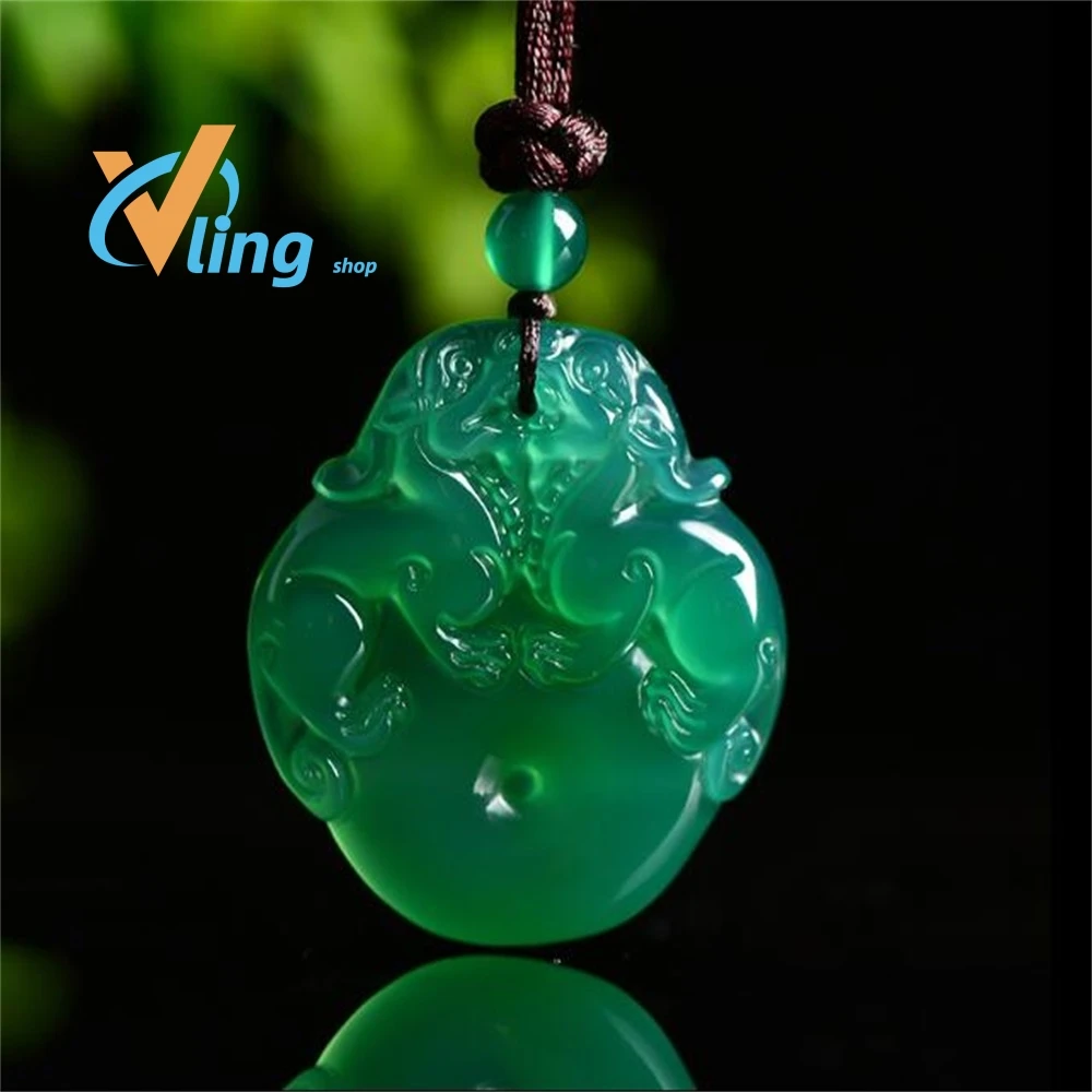 2022Natural Green Agate good luck Pi xiu Pendant Jewelry Lucky Exorcise evil spirits Auspicious Amulet Jade Pendant Fine Jewelry