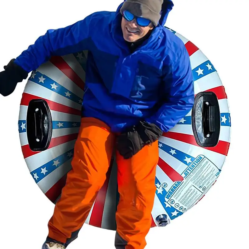 Inflatable Snow Tube Sledding Tube Heavy Duty Inflatable Sled With Handles Convenient Snow Sled Big Tubing Fun Winter Toys