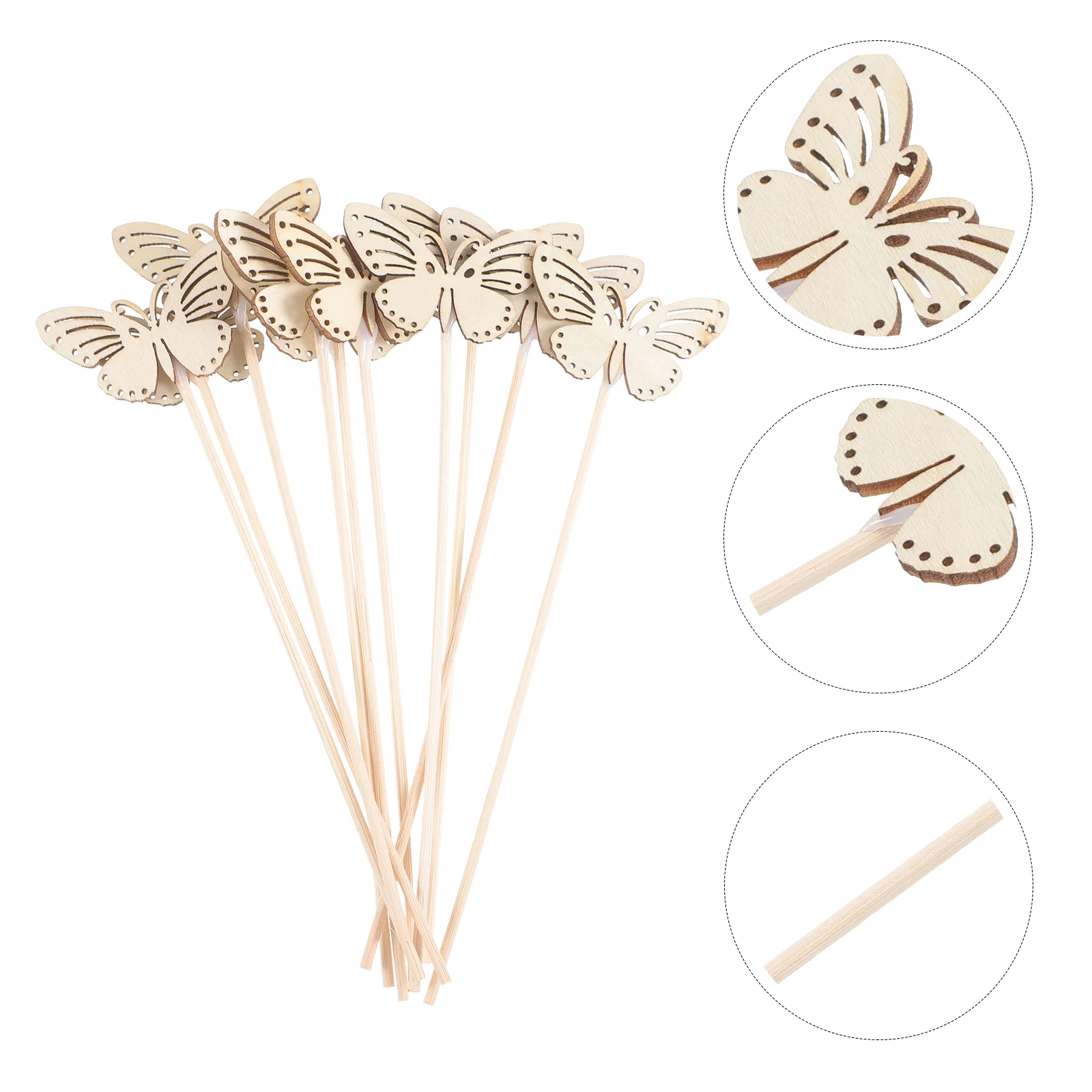10 Pcs Plant Diffuser Incense Sticks for Bathroom Khaki Wood Butterfly Diffusers