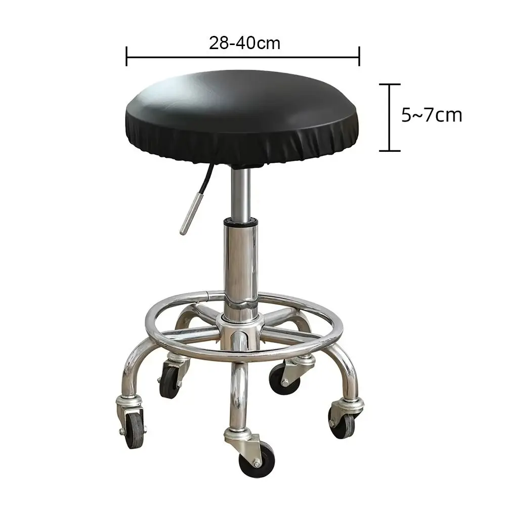 1Pcs PU Leather Chair Seat Cover Waterproof Slipcover Round Chair Cover All Inclusive 28-40cm Stool Seat Cushion Cover