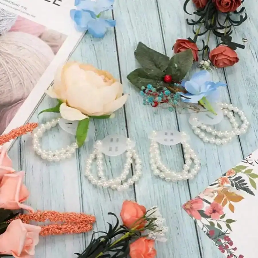 5/10/12/20/24 Stück – elastisches Perlen-Corsagen-Armband für Hochzeit, Abschlussball und Strandparty – Detail 2