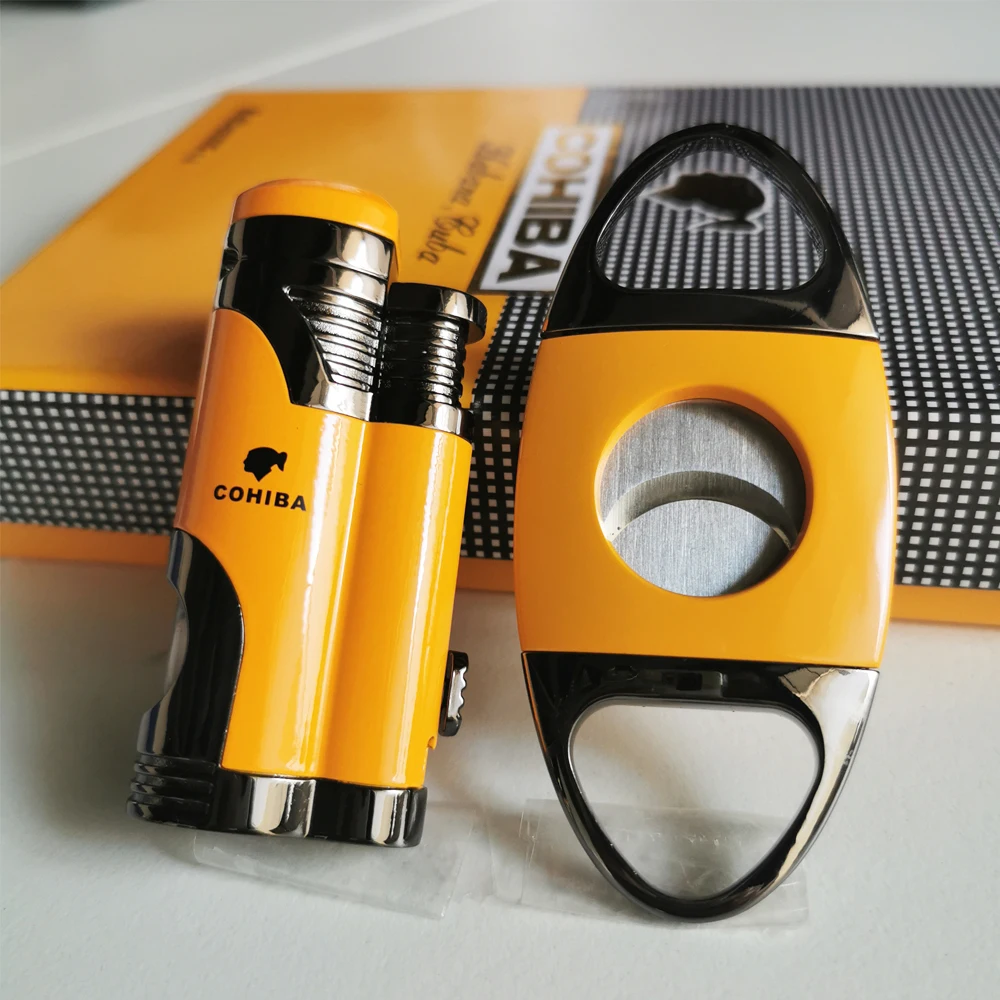 Зажигалка для сигар COHIBA аксессуары с газовым пламенем Бутановая сигарета