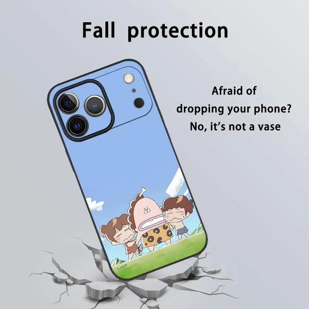 Adorable Anime-Inspired Black Frosted Soft Phone Case