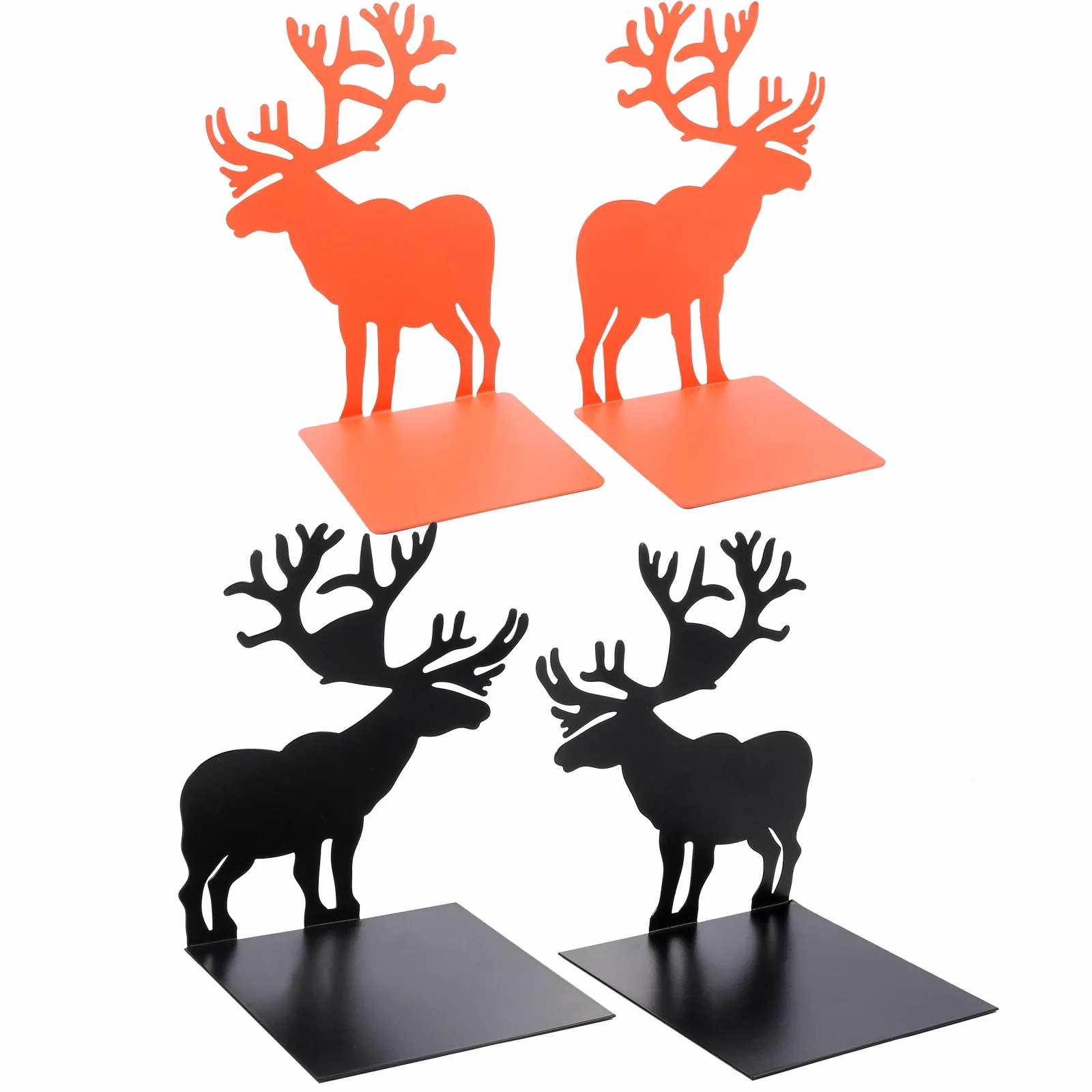 1Pair Christmas Elk Metal Bookends Animal Exquisite Table Office Desk Ornament Book Support Bookrack Work Learning Supports