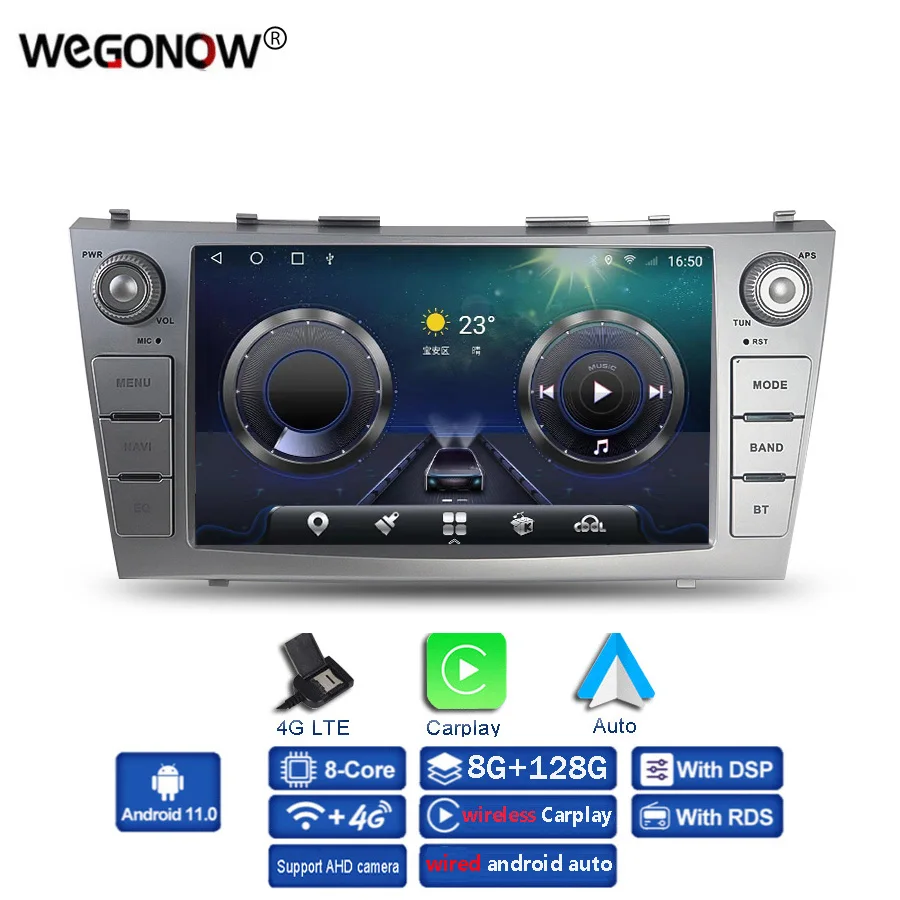 Автомобильный DVD-плеер Carplay DSP IPS Android 11 0 8 Гб 128 ГБ LTE GPS WIFI Bluetooth 5 радио для Toyota Camry 2007