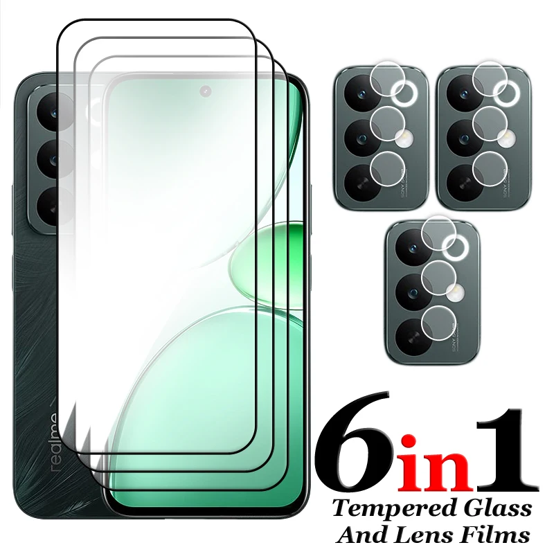 6-in-1 Premium Tempered Glass Screen Protector with Lens Film - Full Coverage 2.5D