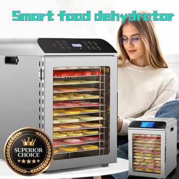 12 Tray Food Dehydrator 800W Commercial Stainless Steel Low-noise Multi Functional Intelligent Fruit Vegetable and Herb Dryer 1