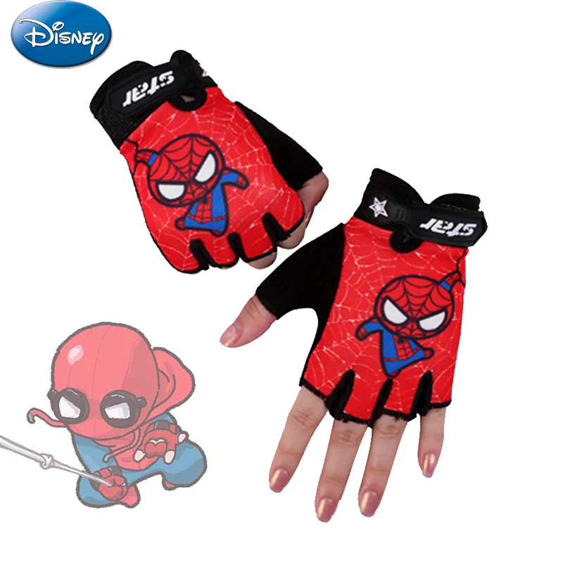 

Disney Marvel Spider-Man Children's Half Finger Gloves Students High Elasticity Breathable Roller Skating Riding Fitness Gloves