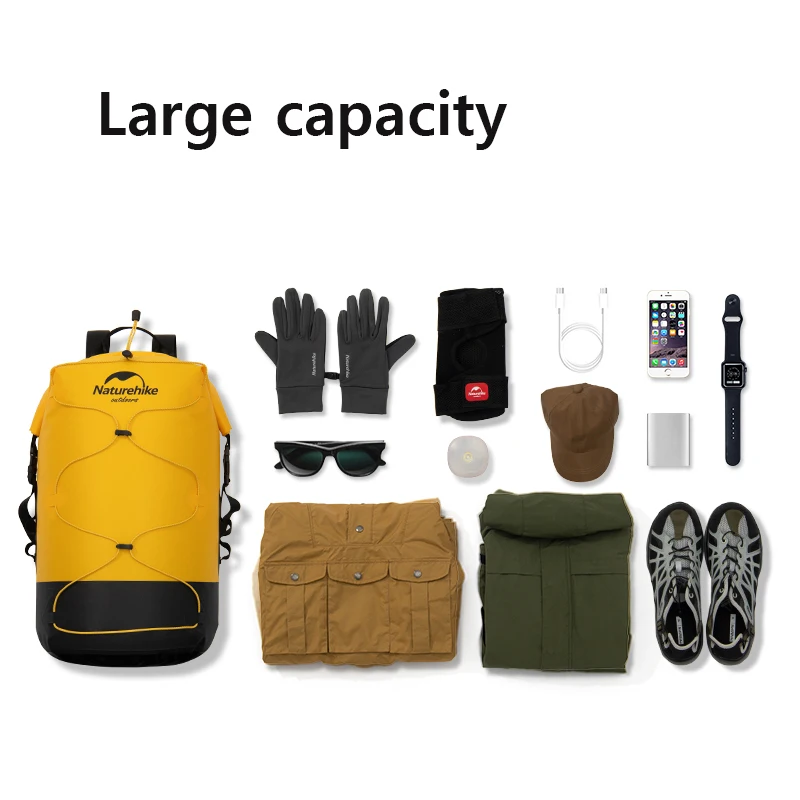 Naturehike kültéri Vízhatlan esőköpény Zsák 20L 30L 40L Messzemenő kapacitású kültéri Csaputánfutás Zsák búvárkodás snorkeling Úszás Vízhatlan esőköpény Hátiszák