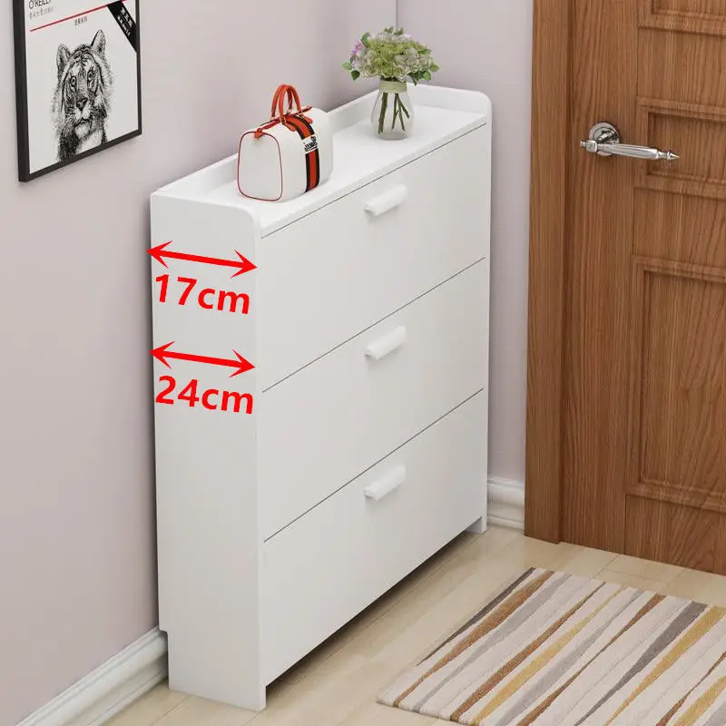 Mueble Zapatero de 3 Puertas, Estrecho pasillo entrada habitación, Color  Blanco - AliExpress