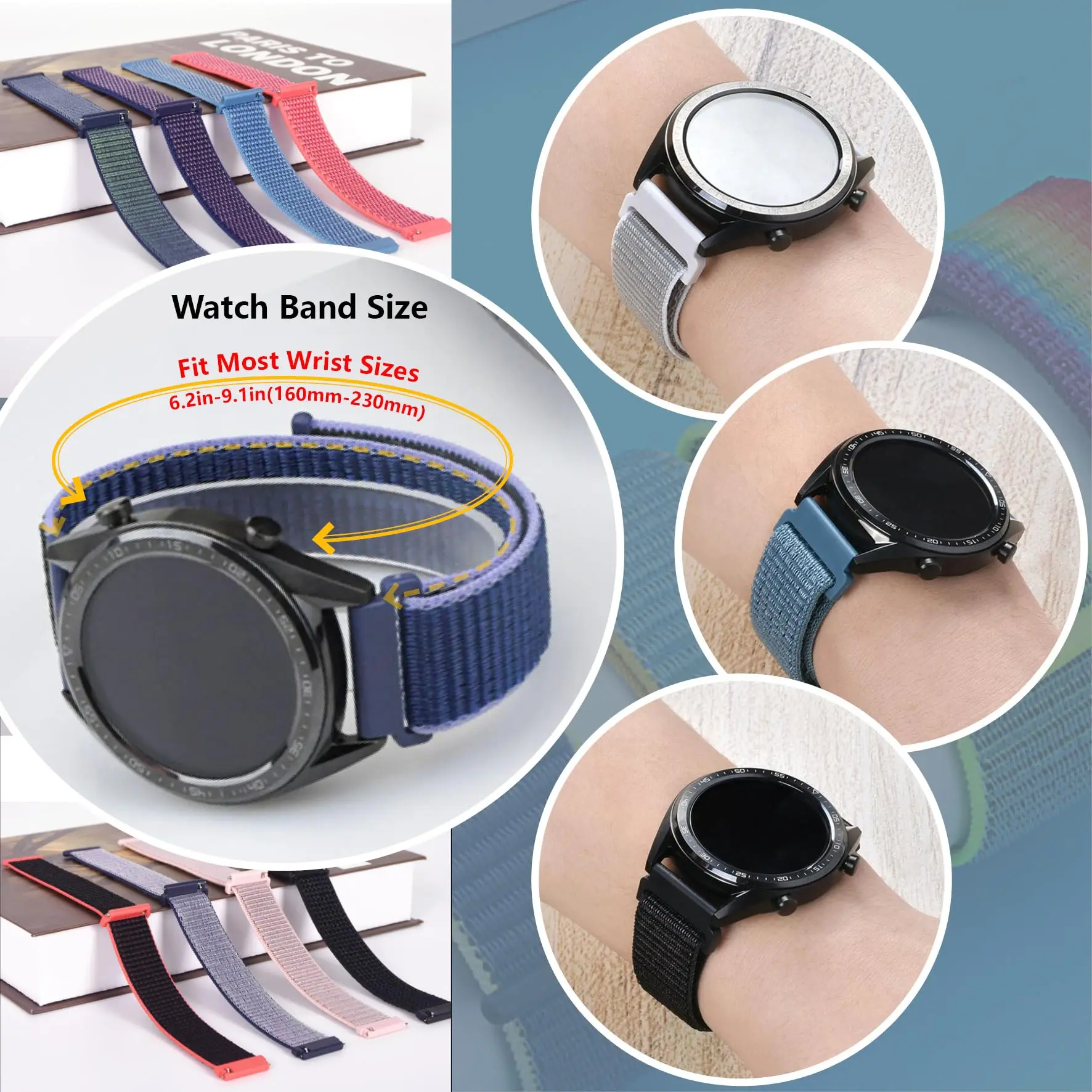 Nylon Sport Loop Watch Strap - 20mm/22mm Adjustable Bracelet Band