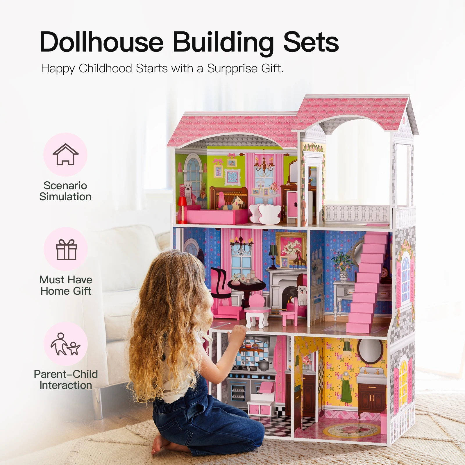 

Dreamy Dollhouse for Kids，Great Gift for Birthday，Christmas