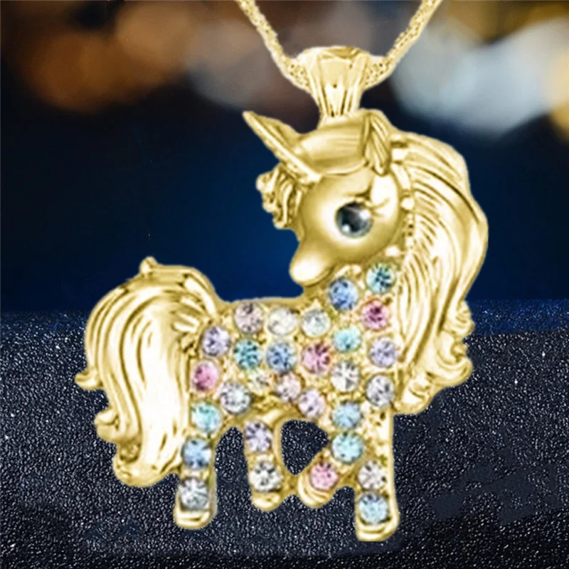 Trendy Beautiful Unicorn Necklace Rose Unicorn Pendant - Temu