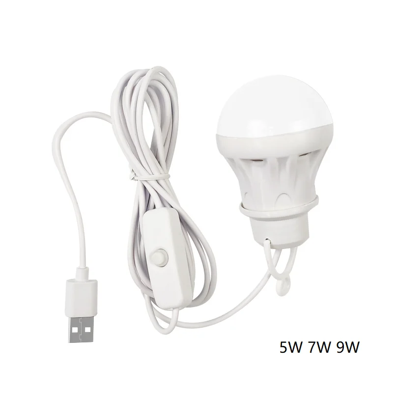 LED Portable Mini Light Bulb 5V USB Power Supply With Switch Book Light Student Reading Indoor And Outdoor Available