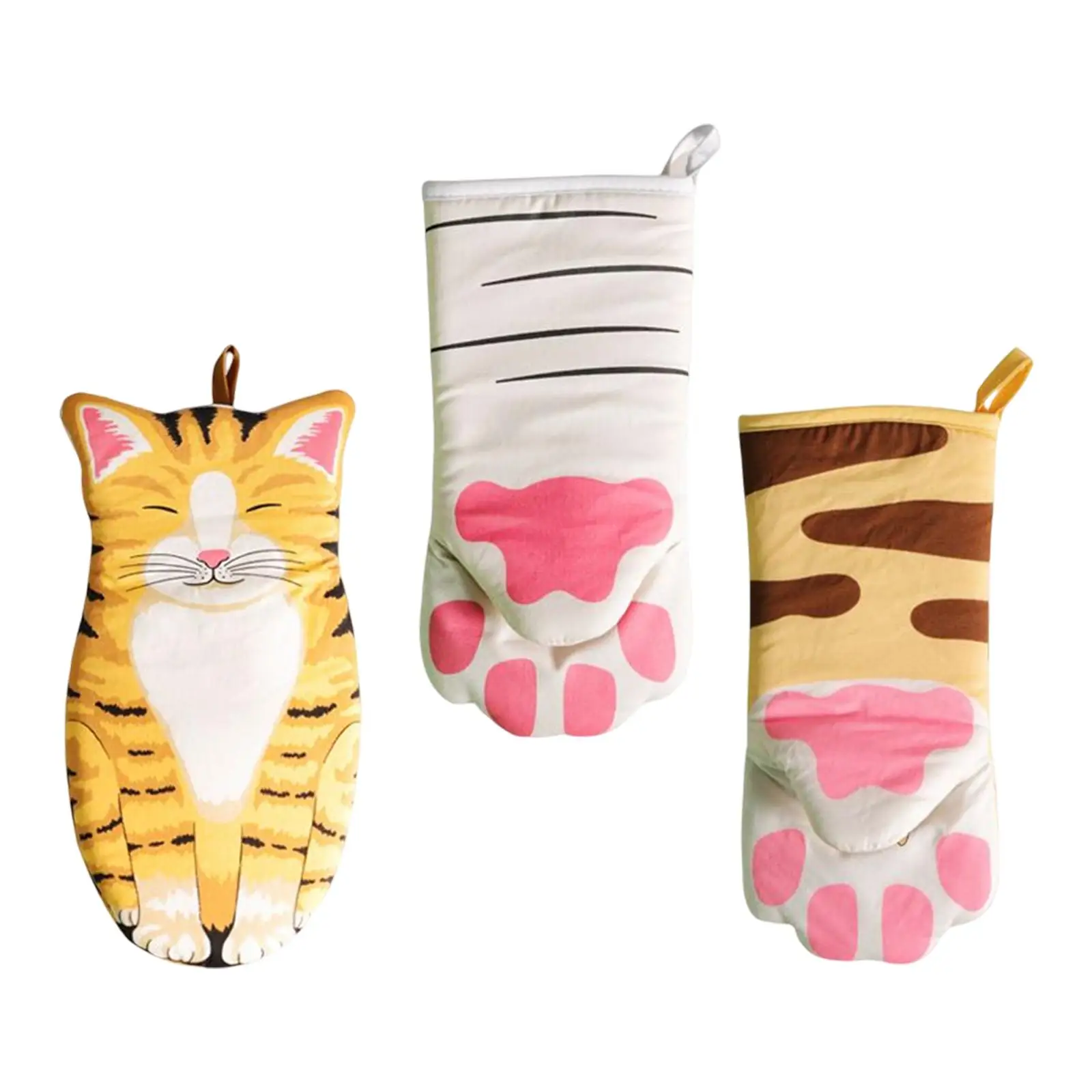 Multifunction Microwave Gloves Cat Shaped Thickened Heat Insulation Gadget for Barbecue Cooking Baking Cooking