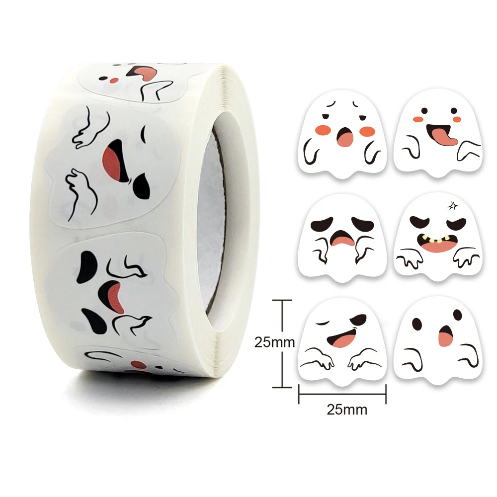 50-500pcs Halloween Ghost Sticker Diy Scrapbooking Diary Planner Decoration Sticker Halloween Party Gift Envelop Sealing Labels