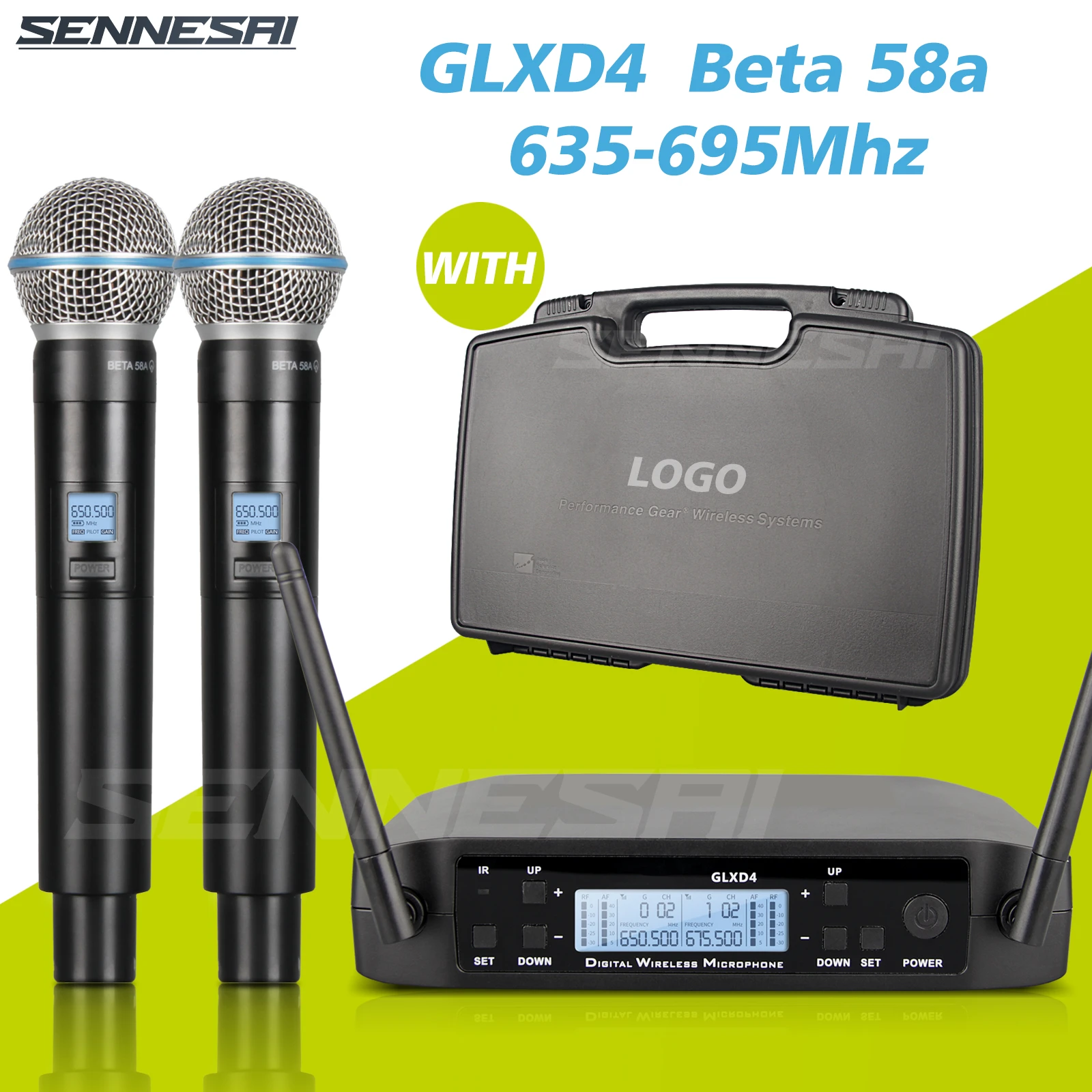 TOP GLXD4 Professional Dual Wireless Microphone 600 699mhz System Stage