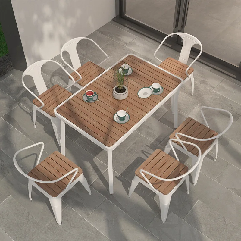 Outdoor table and chair combination cafe balcony outdoor courtyard coffee table terrace garden and chair three 5-piece set