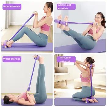6-Tube Yoga exercise band Pedal Puller Band Elastic Pull Rope Flexipull weerstandstrainer Resistance Bands For Abdomen Waist Arm 5