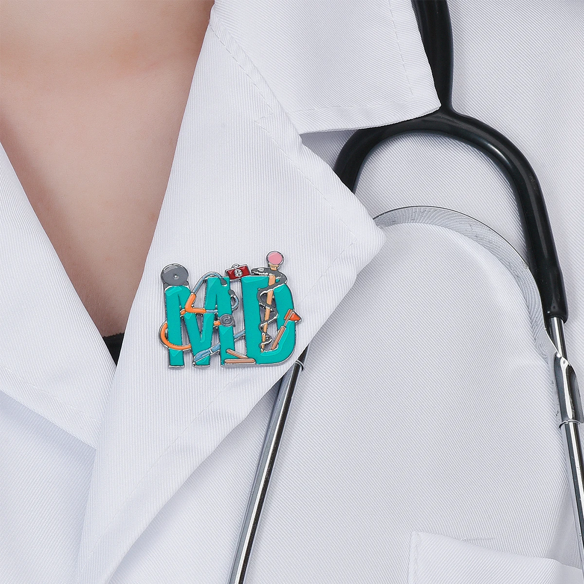Harong Creative MD Medical Coloful Enamel Pin Brooch Medicine Doctor Lapel Lanyard Bag Badge Jewelry Accessories Gift Daily Wear