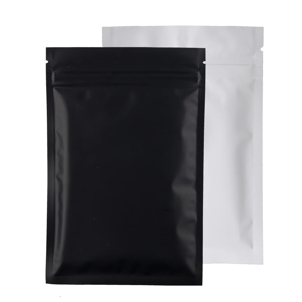 Thick 50pcs Matte Black White Smell Proof Zip Lock Plastic Bag Food Powder Package Pouch Aluminum Foil Mylar Heat Seal Zip Bags 3