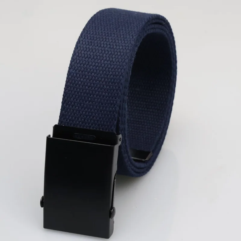 3.8cm Casual Canvas Belt Silver Alloy Buckle Solid Color Outdoor Comfortable Cotton Sports Belt Unisex