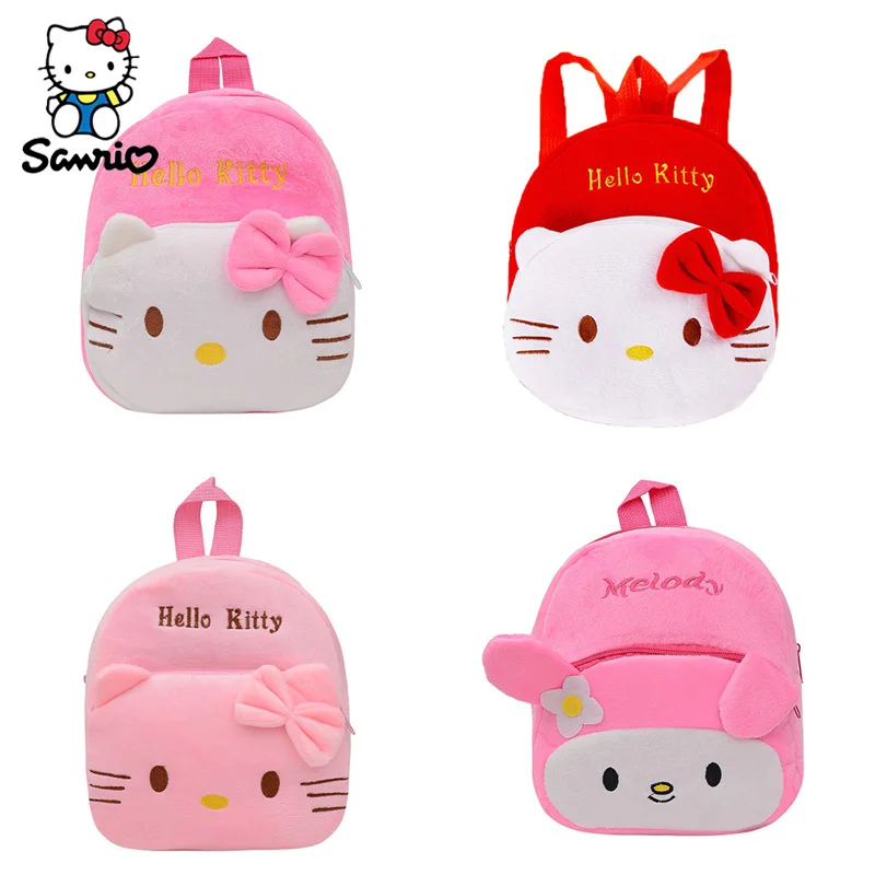 25cm Cartoon Sanrio Children's Backpack Plush Bags Hello Kitty Stuffed Plush Dolls Toys Melody Kindergarten Bag Kids Gifts