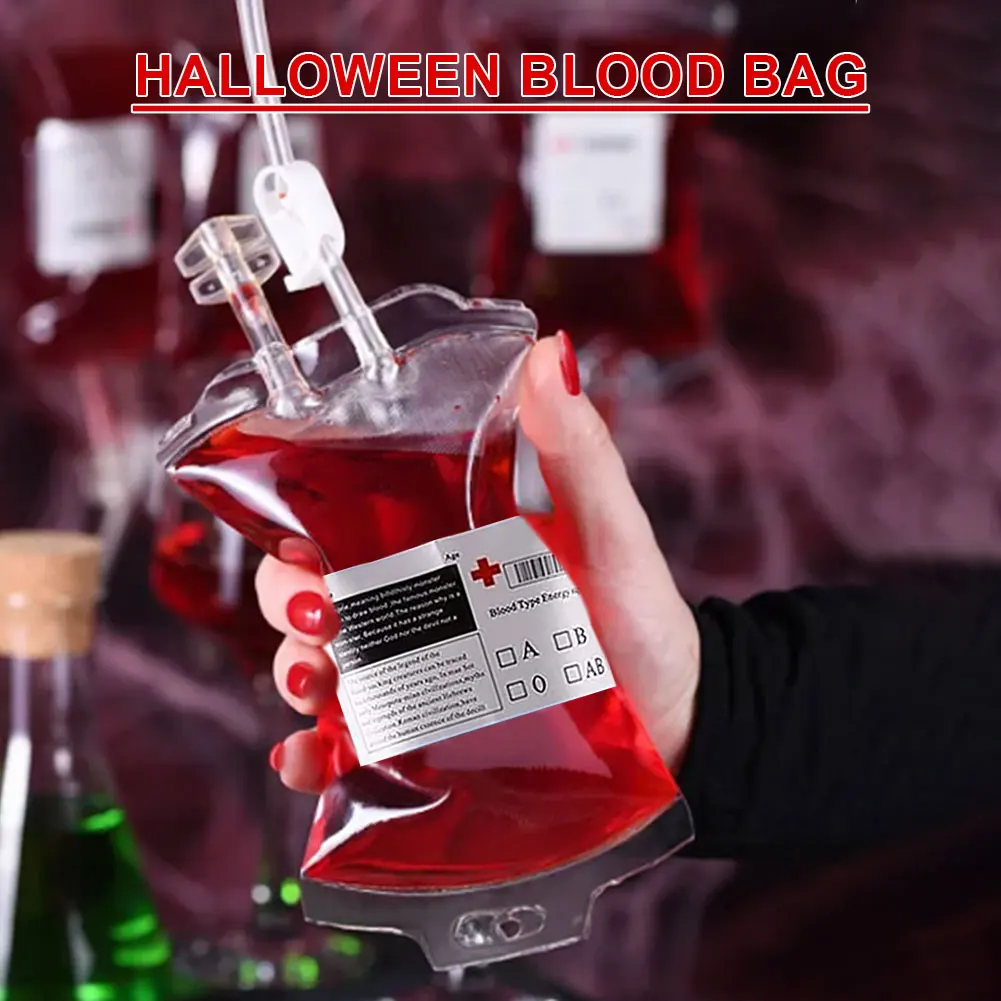 Halloween Vampire Cosplay Props Vampire Zombie Drinks Bags Blood Energy Drink Bags 350ML for Vampire Cosplay Party Favors