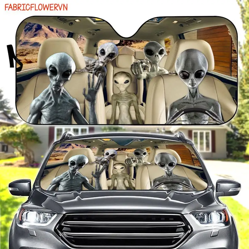 Alien Car Sunshade, Alien Car Decoration, Alien Windshield, Animal Lovers Gift, Animal Car Sunshade, Gift For Mom, Gift For Dad