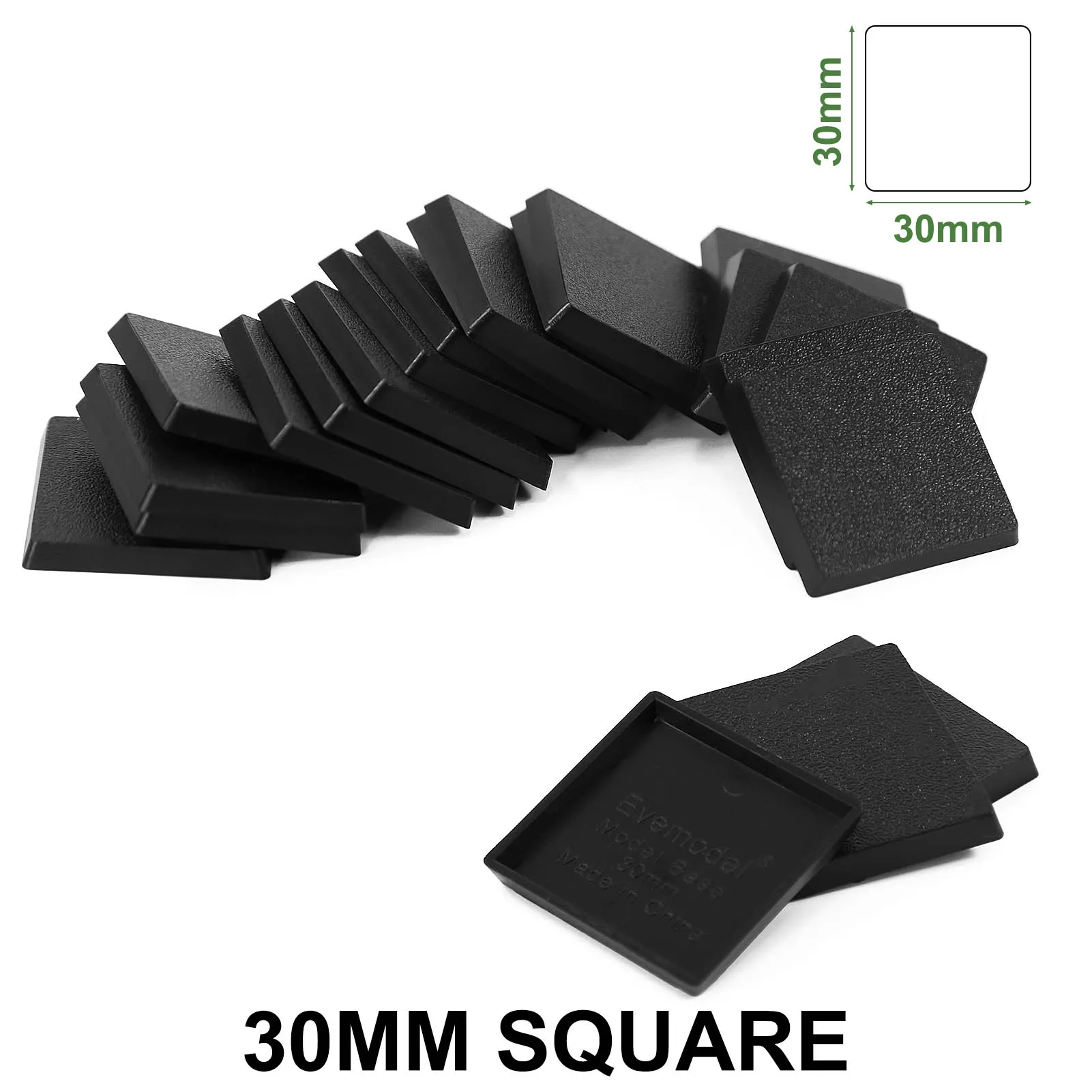 Evemodel 100Pcs 30Mm Basi Quadrate In Plastica Nera In Miniatura Per Warhammer Wargayes Mb1030