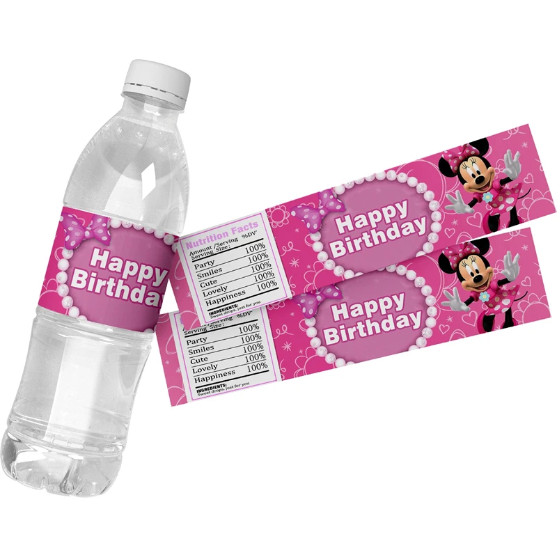 URROMA Etichette Adesive Per Bottiglie D'acqua, 50 Pezzi, Tema Tea Party Rosa, Per Feste Di Compleanno, 5x20 Cm - 2
