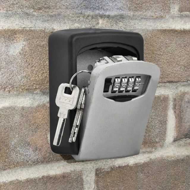 Wall Mount Key Safe Box Weatherproof Key Storage Secret Box Organizer 4 Digit Combination Password Security Code Lock nokey Home 5