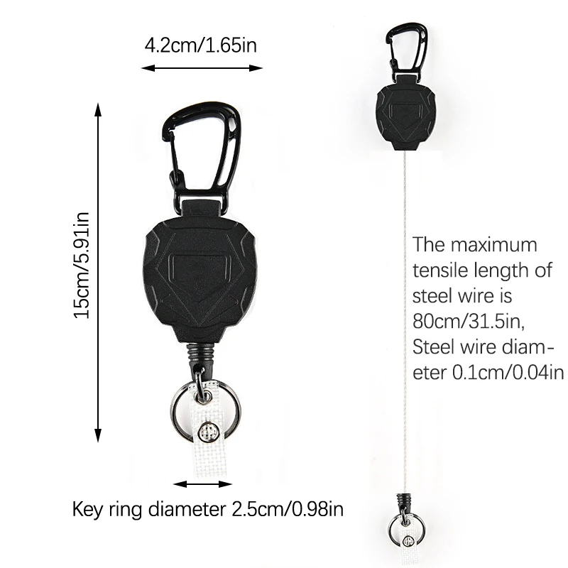 

1PC Outdoor Automatic Retractable Wire Rope Luya Tactical Keychain Clip Pull Recoil Sporty Key Ring Anti Lost ID Card Holder