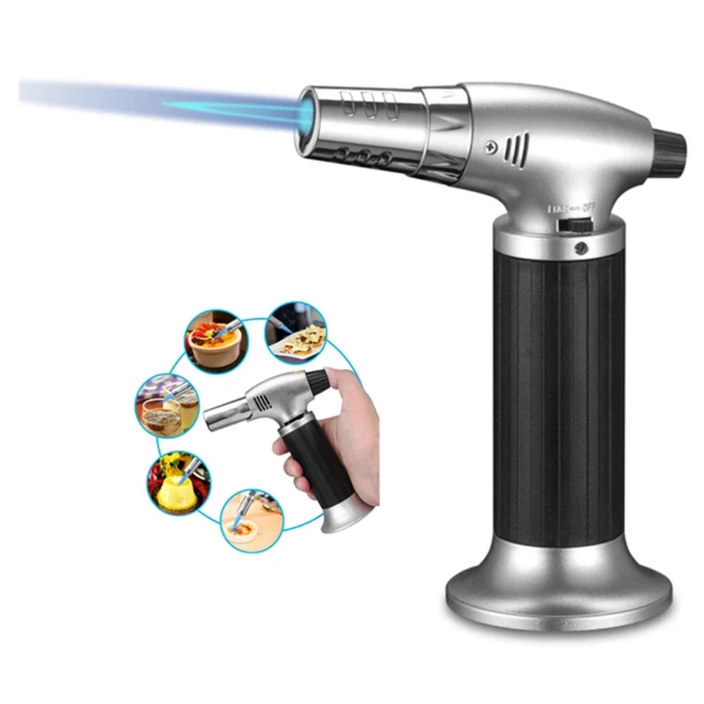 1pc Portable Kitchen Lighter Windproof Jet Torch Gas Lighter Spray Gun Turbo Butane Metal Cigar Cigarette BBQ Tools